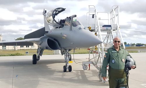 The Union Minister for Defence, Shri Rajnath Singh after flying a sortie in the newly inducted Rafale aircraft, in France on October 08, 2019.